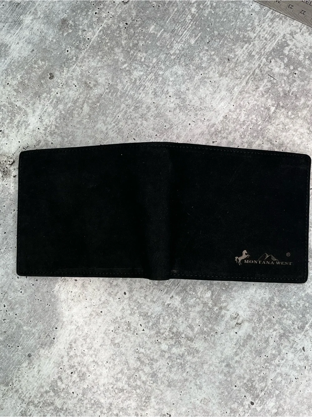 Montana West Black Men's Leather Card & Key Holder with Embossed Logo
